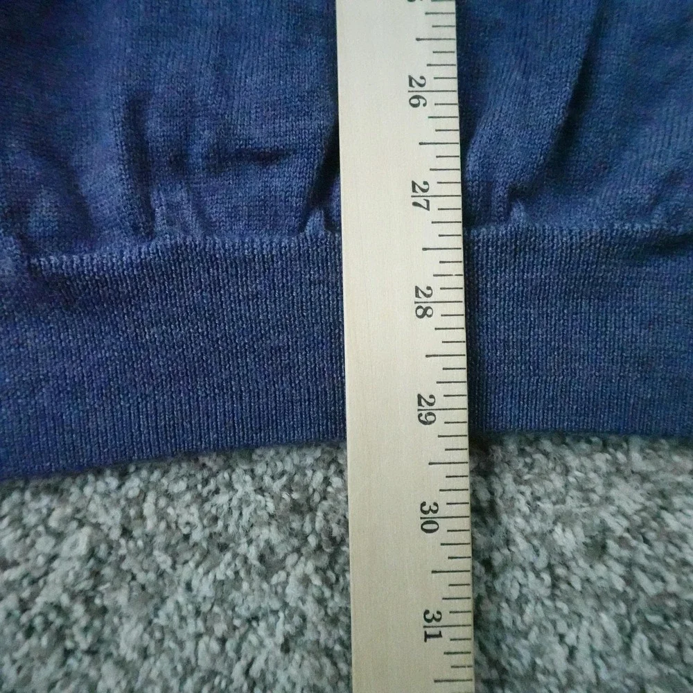 Joseph Abboud Sweater Mens XL Blue Merino Wool V Neck Knit Pullover Soft Warm